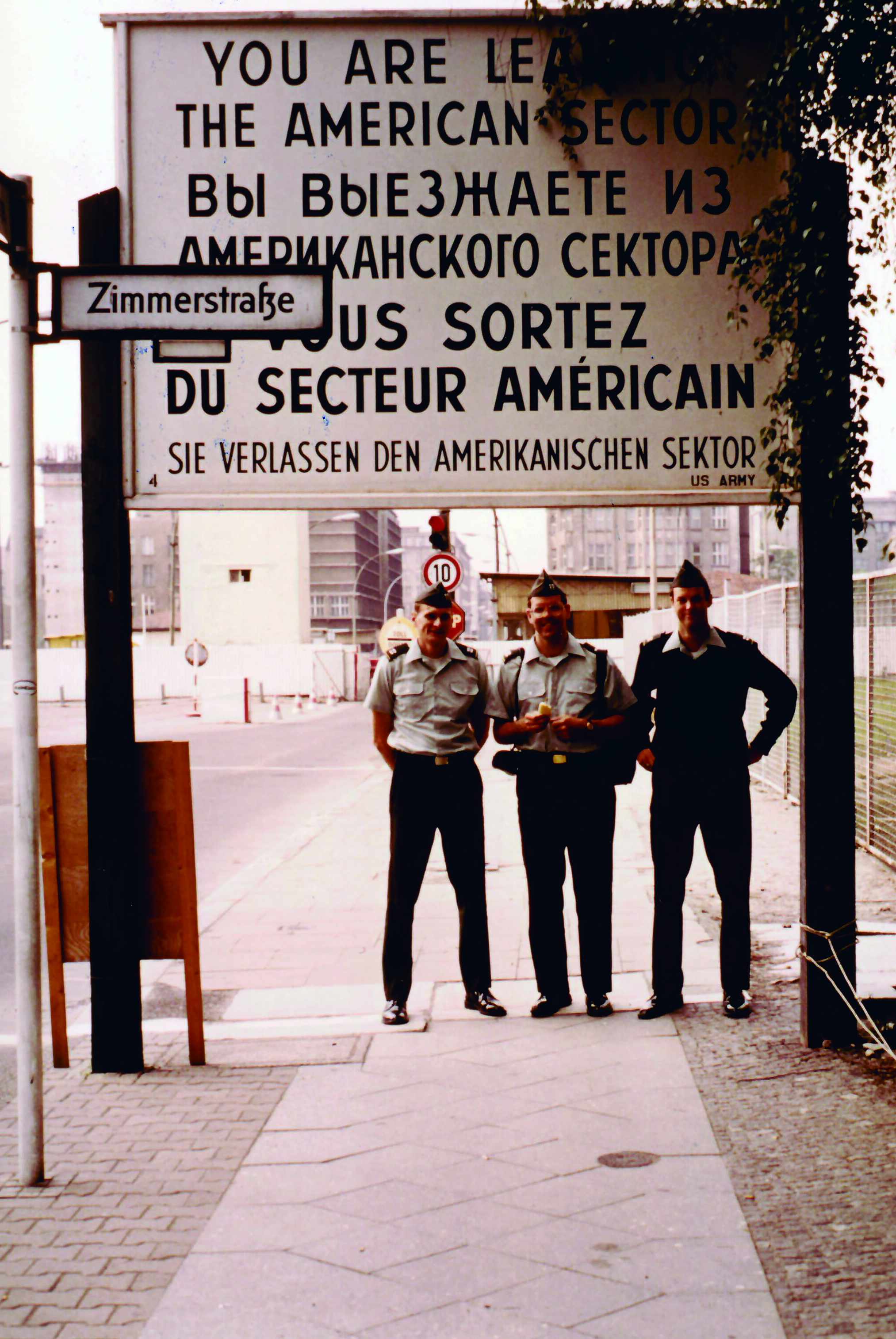 Captain Dick Gordon (left), Captain Jim Berl (center), and Captain Tom Kirwin (right) in Berlin, Germany, in 1983.
        (Photo courtesy of Dick Gordon)